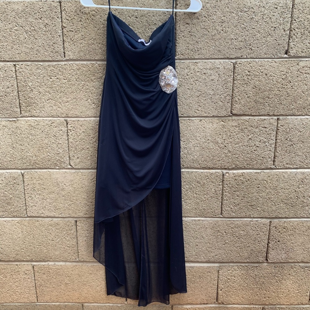 Navy Blue Strapless Cocktail Dress